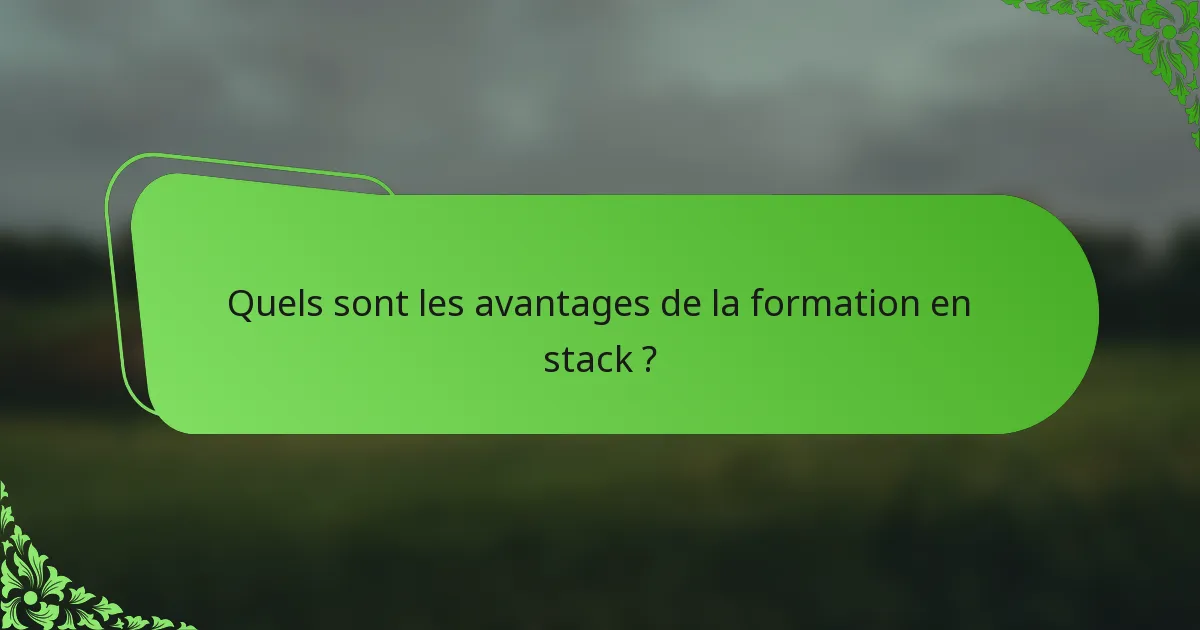Quels sont les avantages de la formation en stack ?